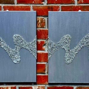 Set of two 16x20 crushed glass canvas painting. Abstract wall art.